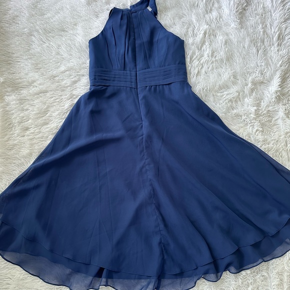 Girls / Teen Navy Blue A-Line Halter Semi-Formal Dress (Size: 12) - Picture 4 of 7